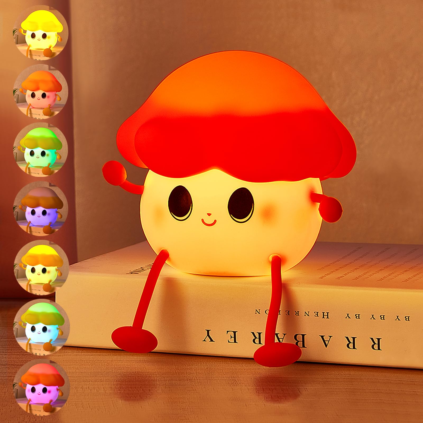 Tiny mushroom lamp: Adorable mini design, soft glow. Unique cute vibe lights up spaces—perfect for kids, adds whimsy with charming visual appeal.